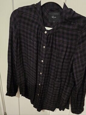 Rails Women's Black and Gray Plaid Lightweight Shirt